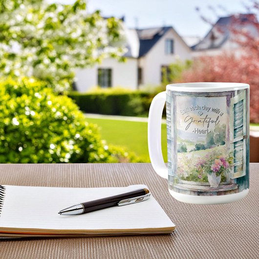 Blumenfenster mit Gratex-Herzfarbe Kaffeetasse