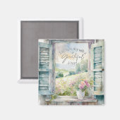 Blumenfenster mit Gratex-Herzfarbe Magnet (Vorderseite/Rückseite)