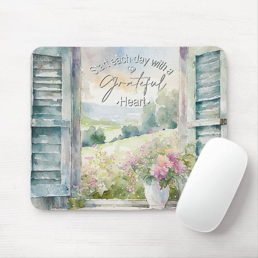 Blumenfenster mit Gratex-Herzfarbe Mousepad (Mit Mouse)