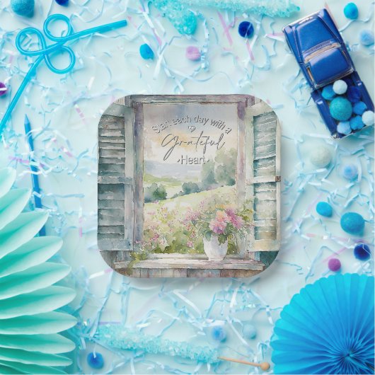 Blumenfenster mit Gratex-Herzfarbe Pappteller (Party)