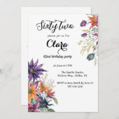 Blumenfest 62. Geburtstagsparty Einladung (Vorne/Hinten)