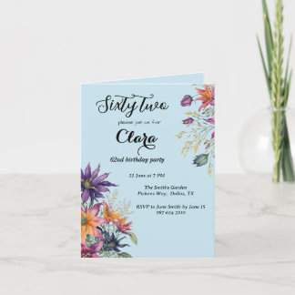 Blumenfest 62. Geburtstagsparty Einladung