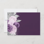 Blumenfest Lila Silbermedaille Hochzeit RSVP Karte (Rückseite)