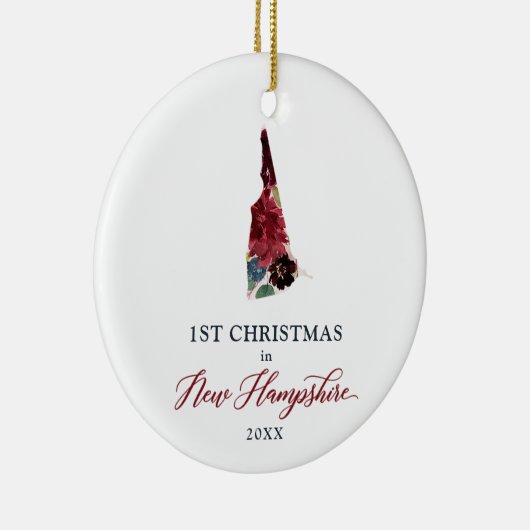 Blumenfest Personalisiert 1. Weihnachten in New Ha Keramik Ornament (Rechts)