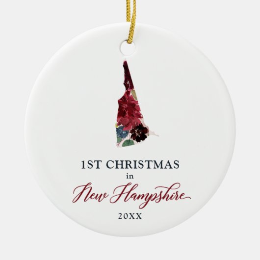Blumenfest Personalisiert 1. Weihnachten in New Ha Keramik Ornament (Vorne)