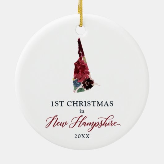 Blumenfest Personalisiert 1. Weihnachten in New Ha Keramik Ornament (Hinten)