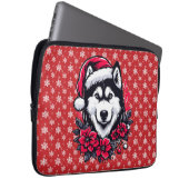 Blumenfestivals Husky Hund mit Weihnachtsmannmütze Laptopschutzhülle (Vorne Rechts)