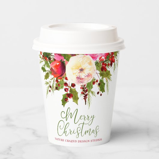 Blumenfirma Weihnachten Pappbecher (Vorderseite)