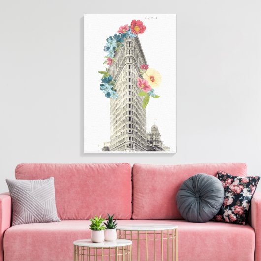 Blumenflachstück | New York, NY Leinwanddruck (Insitu (Wohnzimmer))