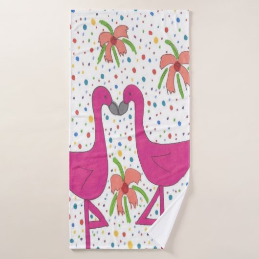 Blumenflamingo-Fiesta-Bad-Tuch-Set Badhandtuch Set (Badehandtuch)