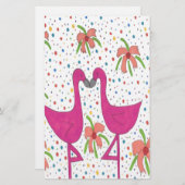 Blumenflamingo-Fiesta Briefpapier (Vorne/Hinten)