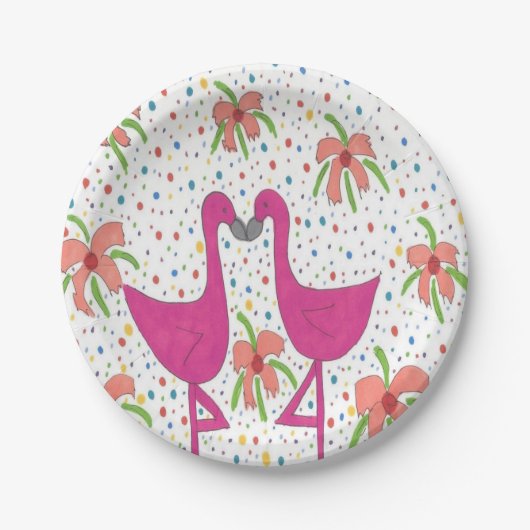 Blumenflamingo-Fiesta Pappteller (Vorderseite)