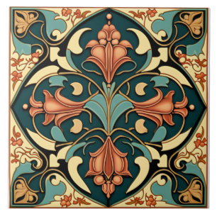 Blumenfliese - Keramikfliese im Jugendstil