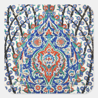 Blumenfliesen Quadratischer Aufkleber