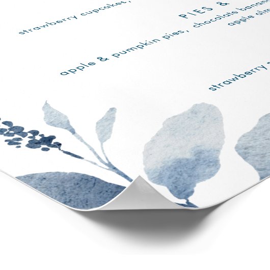 Blumenflora-Dessert-Bar-Schild Poster (Ecke)