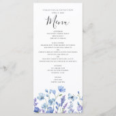 Blumenflora-Hochzeitmenü der Blauen Wildblume Menükarte (Vorderseite)