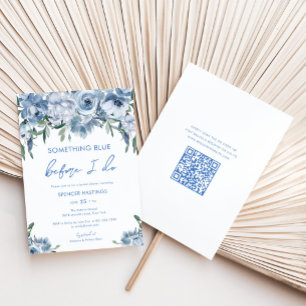 Blumenfloral etwas Blau Ich mache Qr-Code-Brautpar Einladung