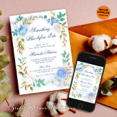 Blumenfloral Irgendetwas Blue Wildblume Brautparty Einladung