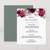 Blumenflorale des Hochzeitmenüs, weiß bordeauxgrün (Vorne/Hinten)