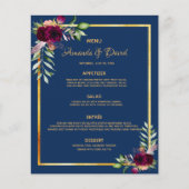 Blumenfloralen der Hochzeitskarte, blau bordeauxro (Vorderseite)