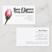 Blumenflorist der rosa Rosen-Single Chic-Blume Visitenkarte (Vorne/Hinten)