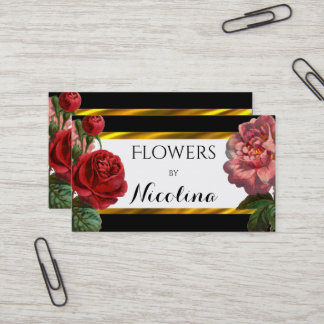 Blumenflorist Vintages Botanicals BW | Gold Visitenkarte