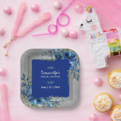 Blumenflüster: Silberberührtes Brautparty Pappteller (Party)