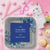 Blumenflüster: Silberberührtes Brautparty Pappteller (Party)