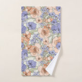 Blumenfoliage Blume Rose Beige Creme Lila Badhandtuch Set (Handtuch)