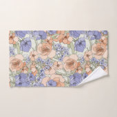 Blumenfoliage Blume Rose Beige Creme Lila Badhandtuch Set (Handtuch)
