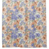 Blumenfoliage Blume Rose Beige Creme Lila Duschvorhang (Vorderseite)