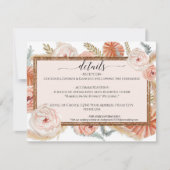 Blumenfoliage Boho Wüste Pampas Hochzeitsdetails Einladung (Vorderseite)