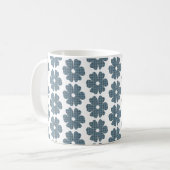 Blumenförmig kariert Blau Grau Kaffeetasse (Vorderseite Links)