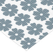 Blumenförmiger Karierter Blau-Grauer Tischläufer (Ecke)