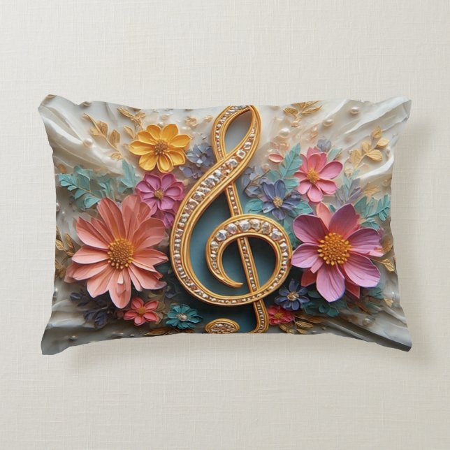 Blumenförmiger Violinschlüssel  Dekokissen (Vorderseite)
