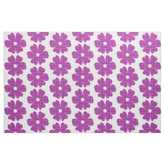 Blumenförmiges Karo Rosa Lila Stoff (Fat Quarter (45,7 x 55,9 cm))