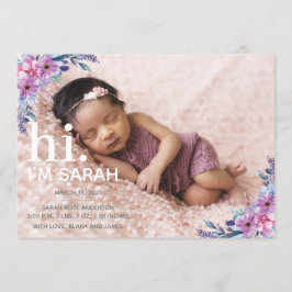 Blumenfoto-Collage Geburtserklärung Einladung