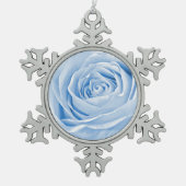 BlumenFoto-köstliche hellblaue Rose Schneeflocken Zinn-Ornament (Vorderseite)