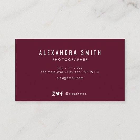 Blumenfotograf aus Marmor Visitenkarte (Rückseite)