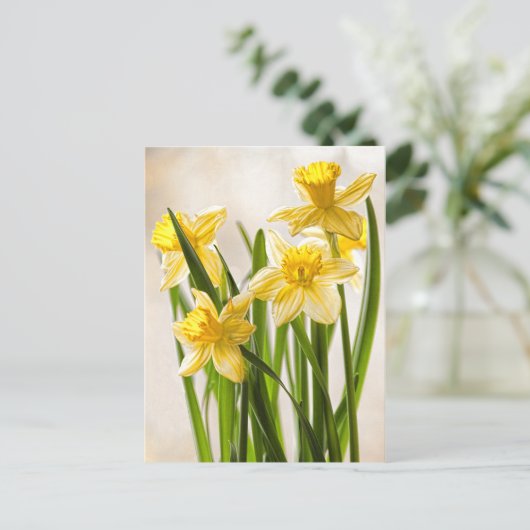 Blumenfotografie: Gelbe Frühlingsodien Postkarte (Stehend Vorderseite)