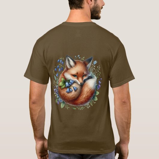Blumenfox Botanische Holzkunst T-Shirt (Rückseite)