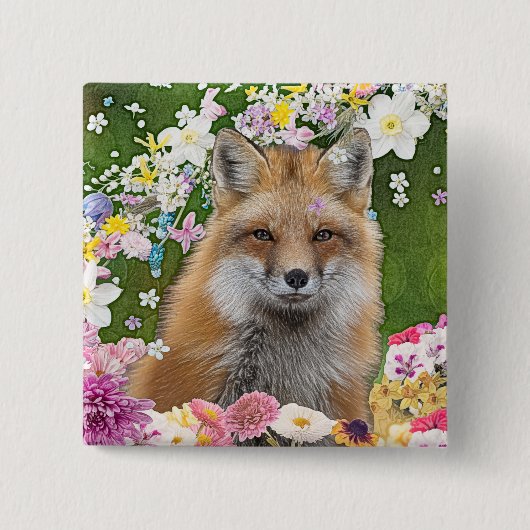 Blumenfox Button (Vorderseite)