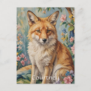 Blumenfox: Ein Fuchs unter Blumen Postkarte