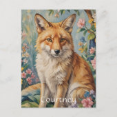 Blumenfox: Ein Fuchs unter Blumen Postkarte (Vorderseite)