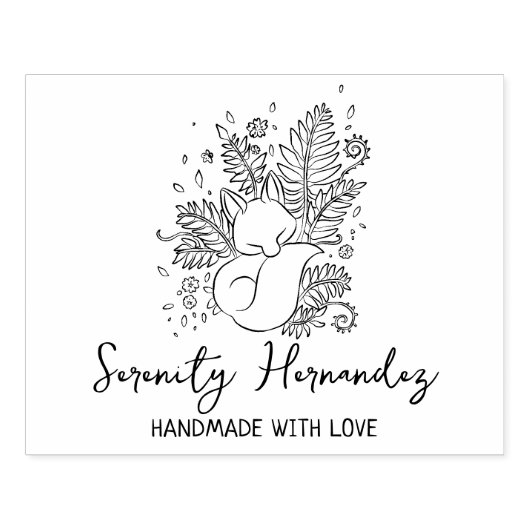Blumenfox, handgefertigt mit Liebe Gummistempel (Prägung)