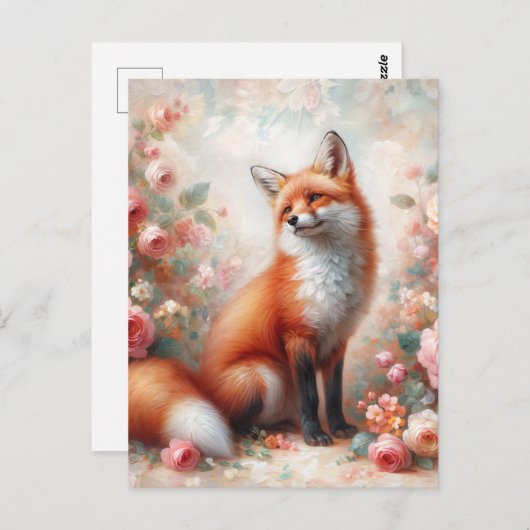 Blumenfox im Garten der Rose Postkarte (Vorne/Hinten)