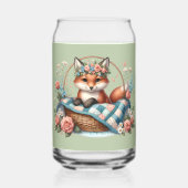 Blumenfox im Korb mit Quilt und Blume Dosenglas (Rückseite)
