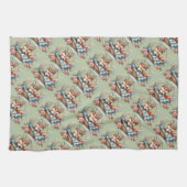 Blumenfox im Korb mit Quilt und Blume Geschirrtuch (Horizontal)