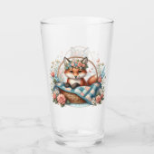 Blumenfox im Korb mit Quilt und Blume Glas (Vorderseite)