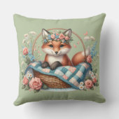 Blumenfox im Korb mit Quilt und Blume Kissen (Rückseite)